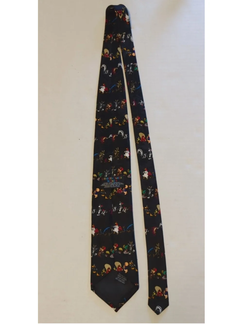 Vintage Looney Tunes Mania Tie Black Necktie Bugs Porky Daffy Tweety 1995 90s